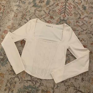 abercrombie corset long sleeve crop top